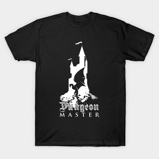 Dungeon Master - Castle & Dragon Print T-Shirt by DungeonDesigns